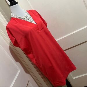 Caramel Coral Orange V-Neck Women's Tunic